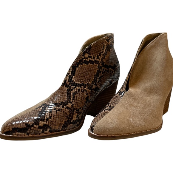 COCONUTS BY MATISSE Hunny Half & Half Sueded/Snakeskin Print Ankle Booties SZ 8 - Picture 7 of 13